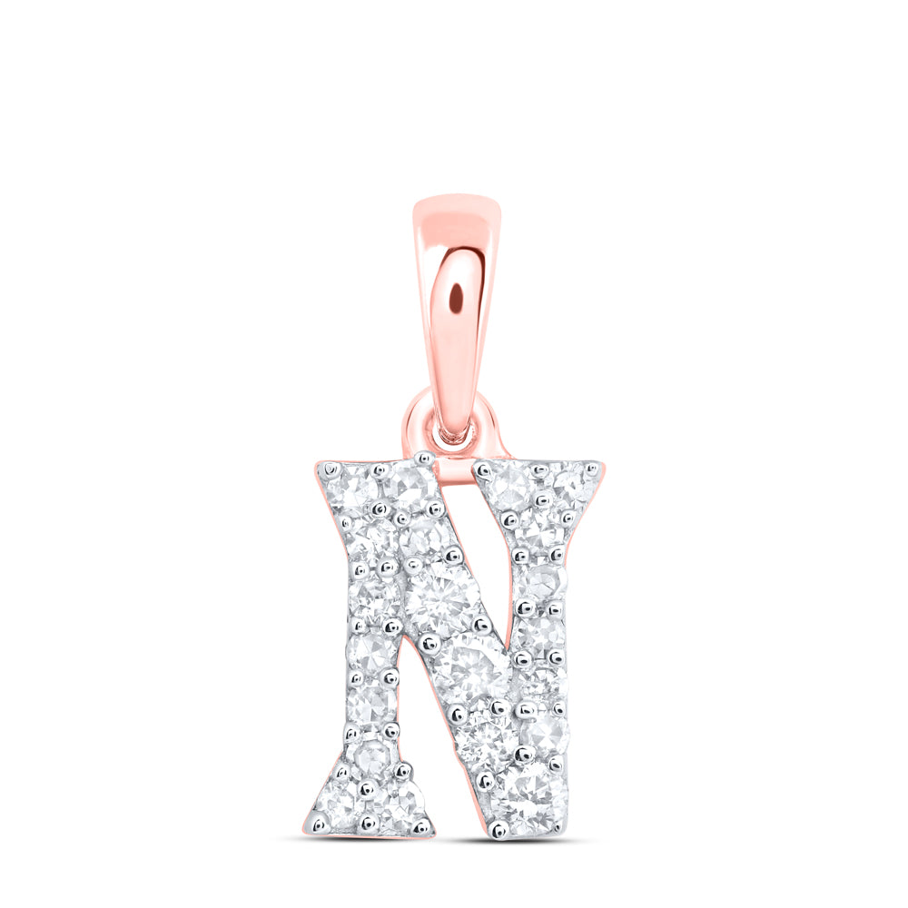 10kt Yellow Or White Or Rose Gold Natural Diamond Initial Pendant