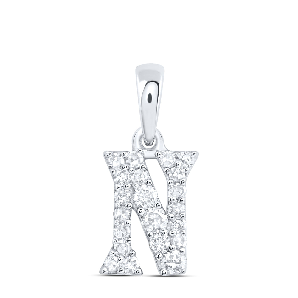 10kt Yellow Or White Or Rose Gold Natural Diamond Initial Pendant