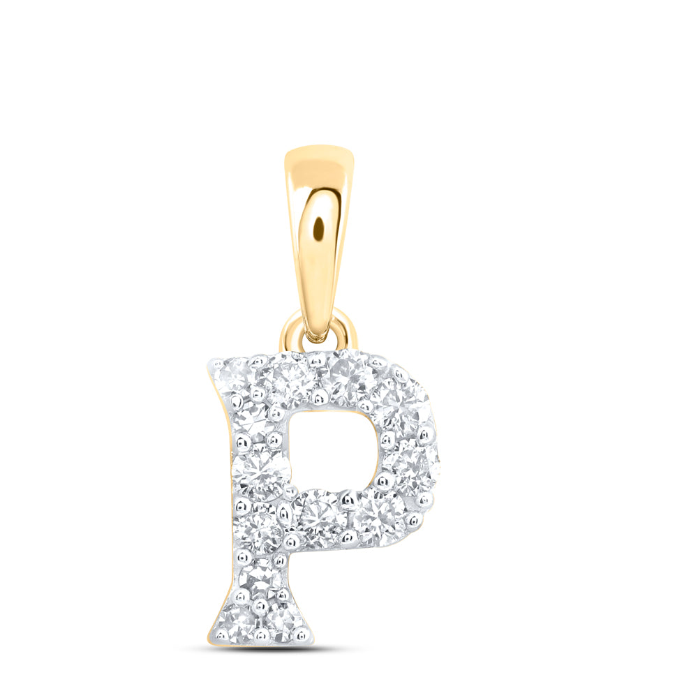 10kt Yellow Or White Or Rose Gold Natural Diamond Initial Pendant