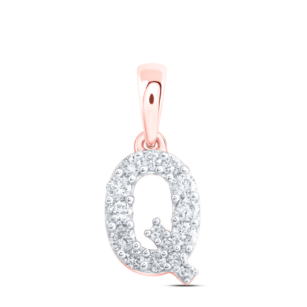 10kt Yellow Or White Or Rose Gold Natural Diamond Initial Pendant