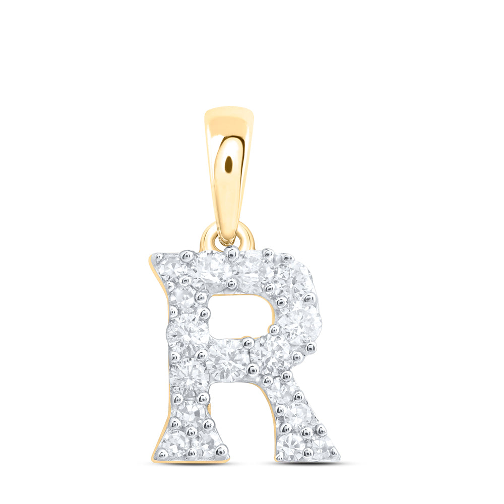 10kt Yellow Or White Or Rose Gold Natural Diamond Initial Pendant