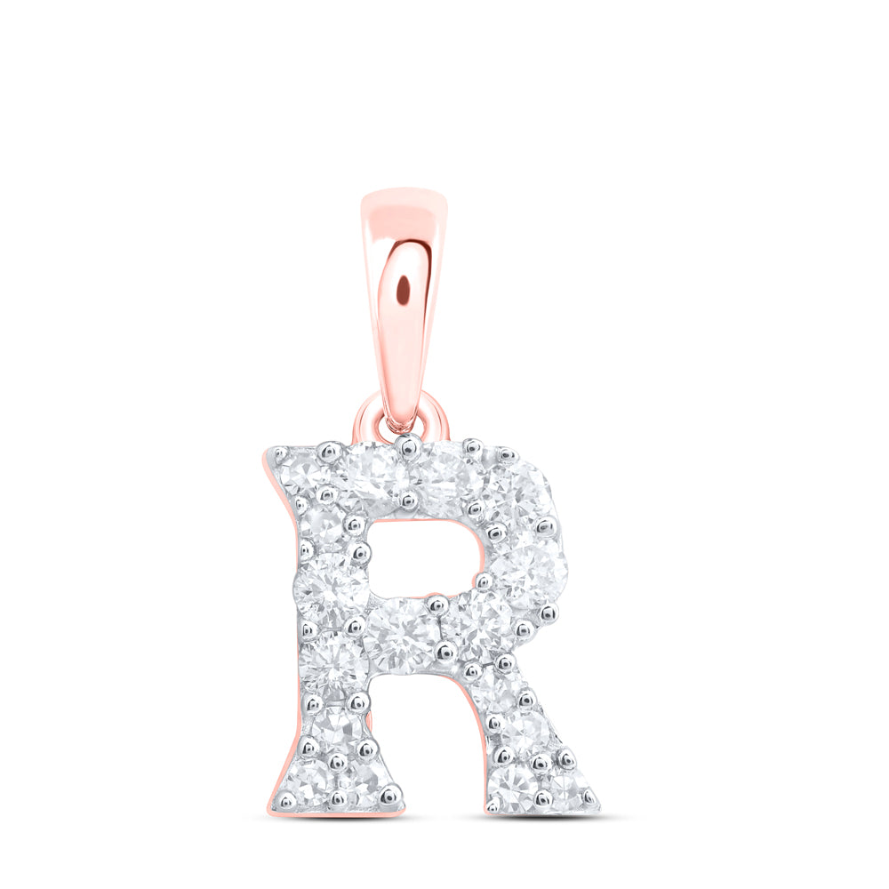 10kt Yellow Or White Or Rose Gold Natural Diamond Initial Pendant