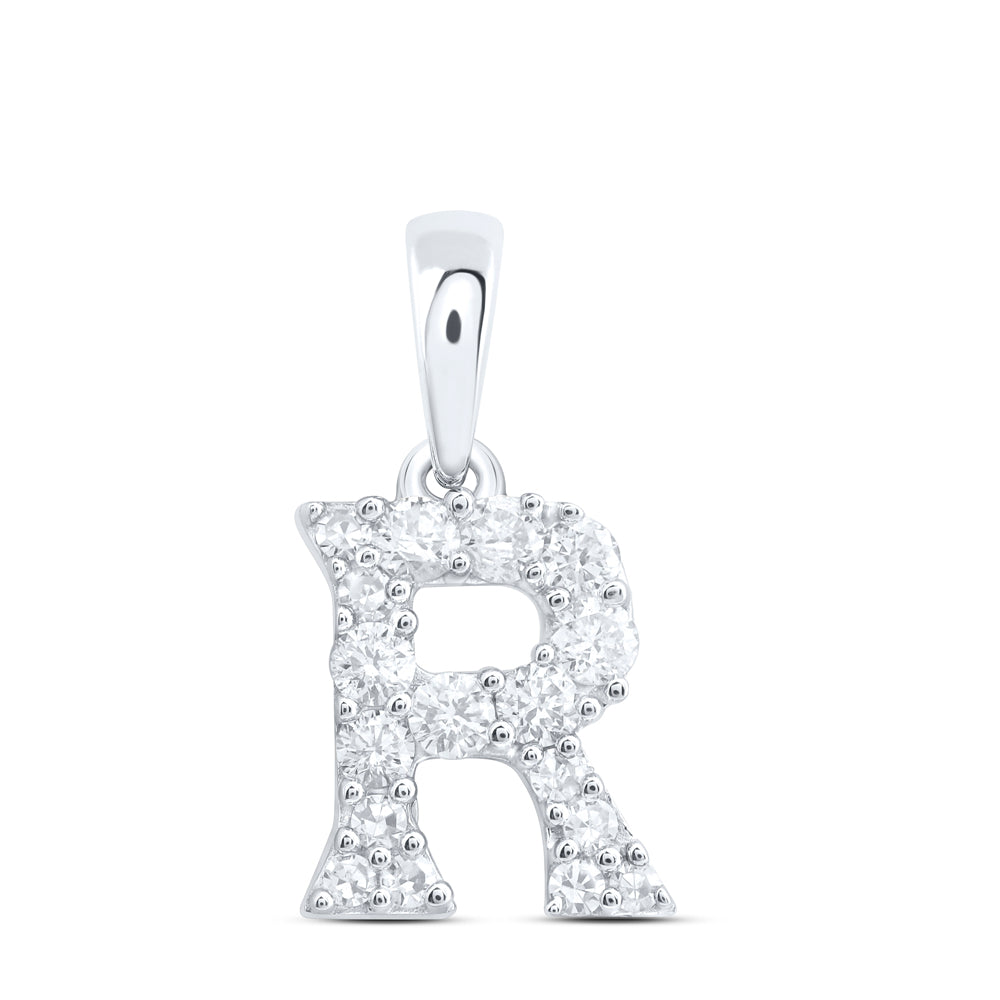 10kt Yellow Or White Or Rose Gold Natural Diamond Initial Pendant