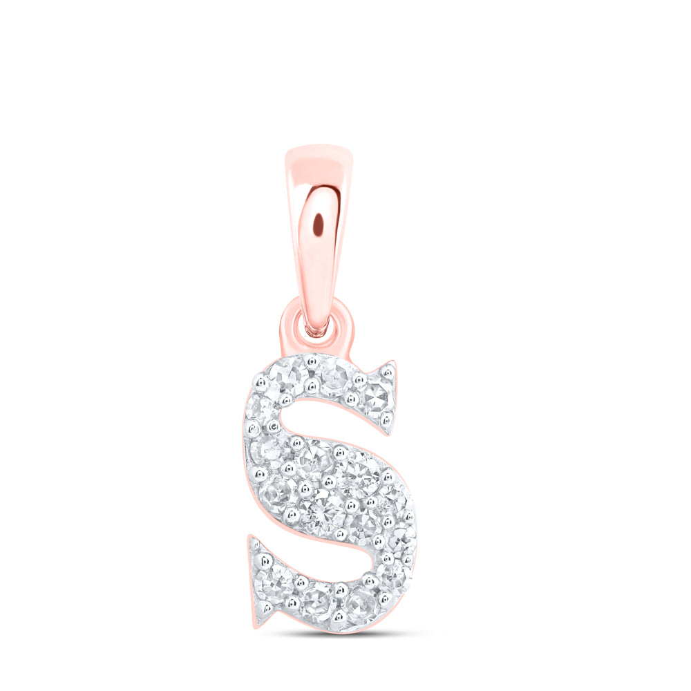 10kt Yellow Or White Or Rose Gold Natural Diamond Initial Pendant