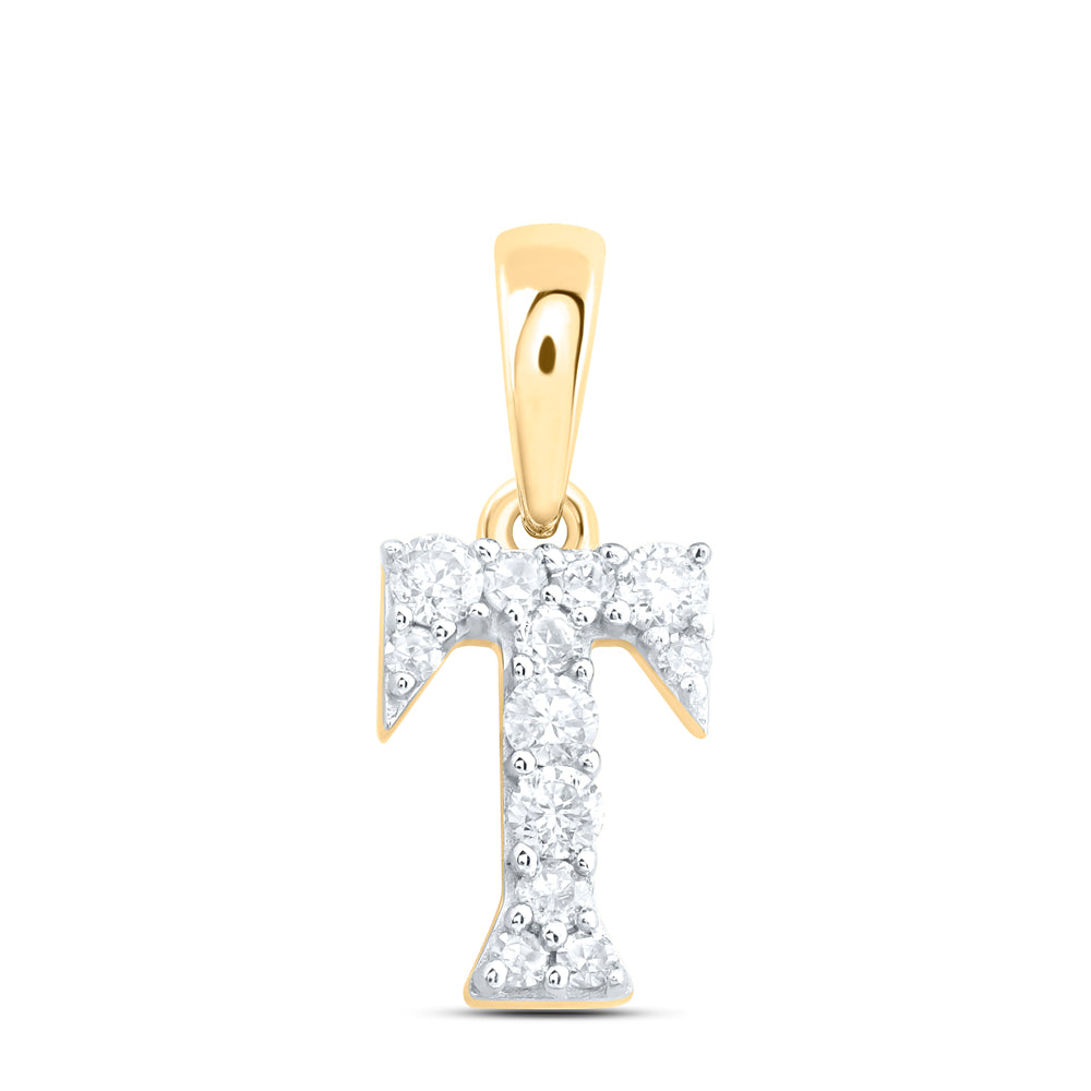 10kt Yellow Or White Or Rose Gold Natural Diamond Initial Pendant