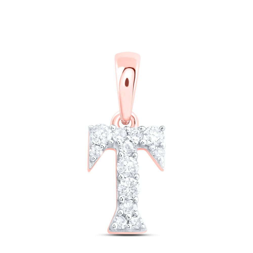 10kt Yellow Or White Or Rose Gold Natural Diamond Initial Pendant