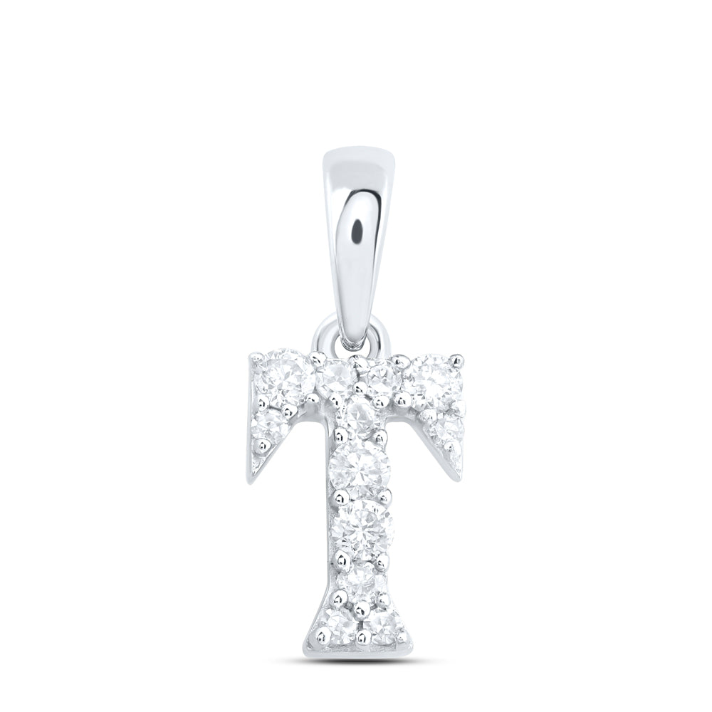 10kt Yellow Or White Or Rose Gold Natural Diamond Initial Pendant