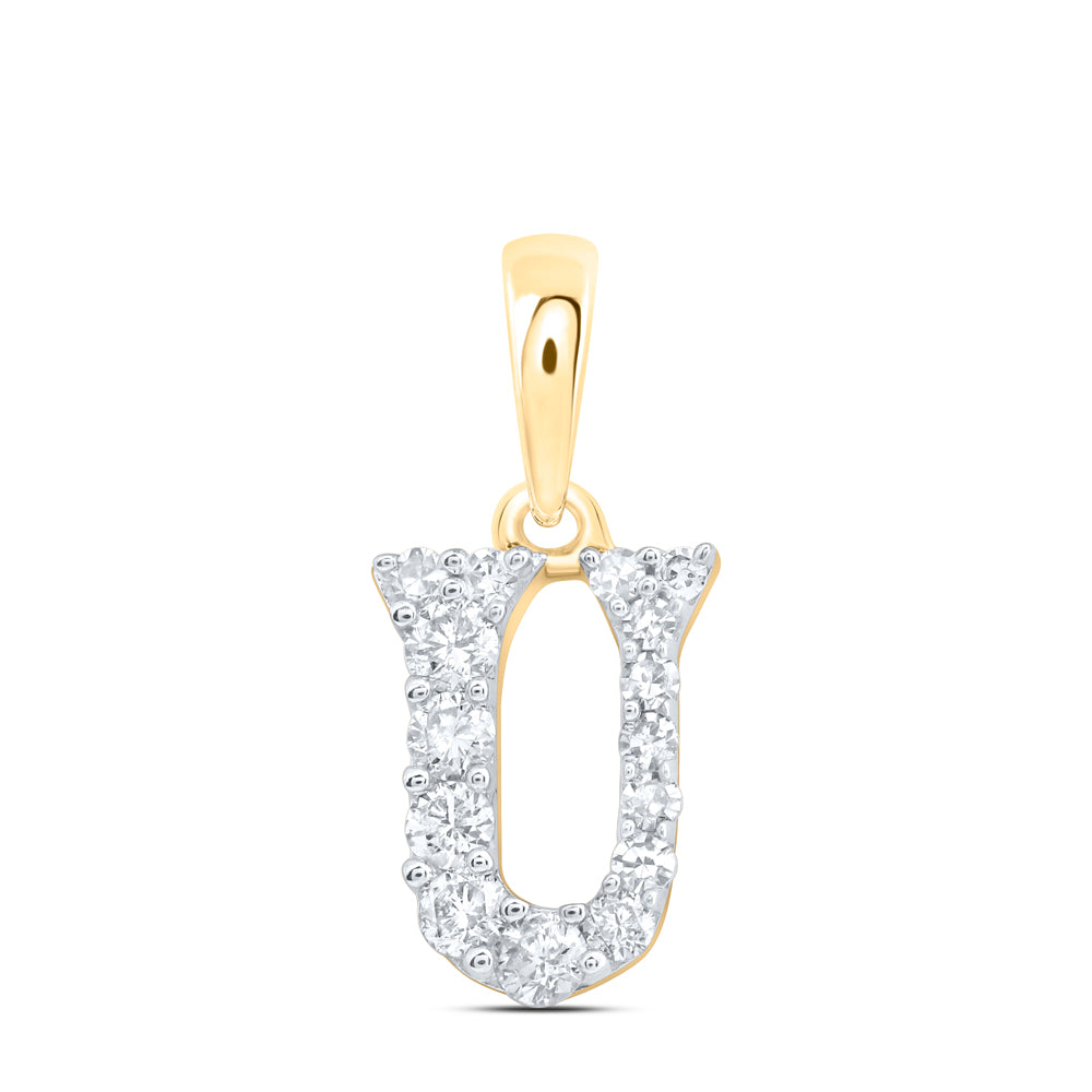 10kt Yellow Or White Or Rose Gold Natural Diamond Initial Pendant