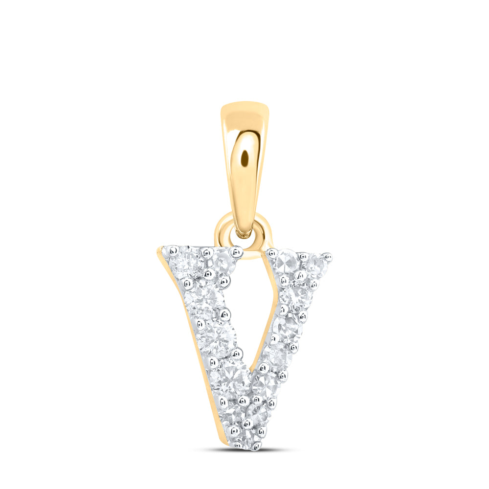 10kt Yellow Or White Or Rose Gold Natural Diamond Initial Pendant