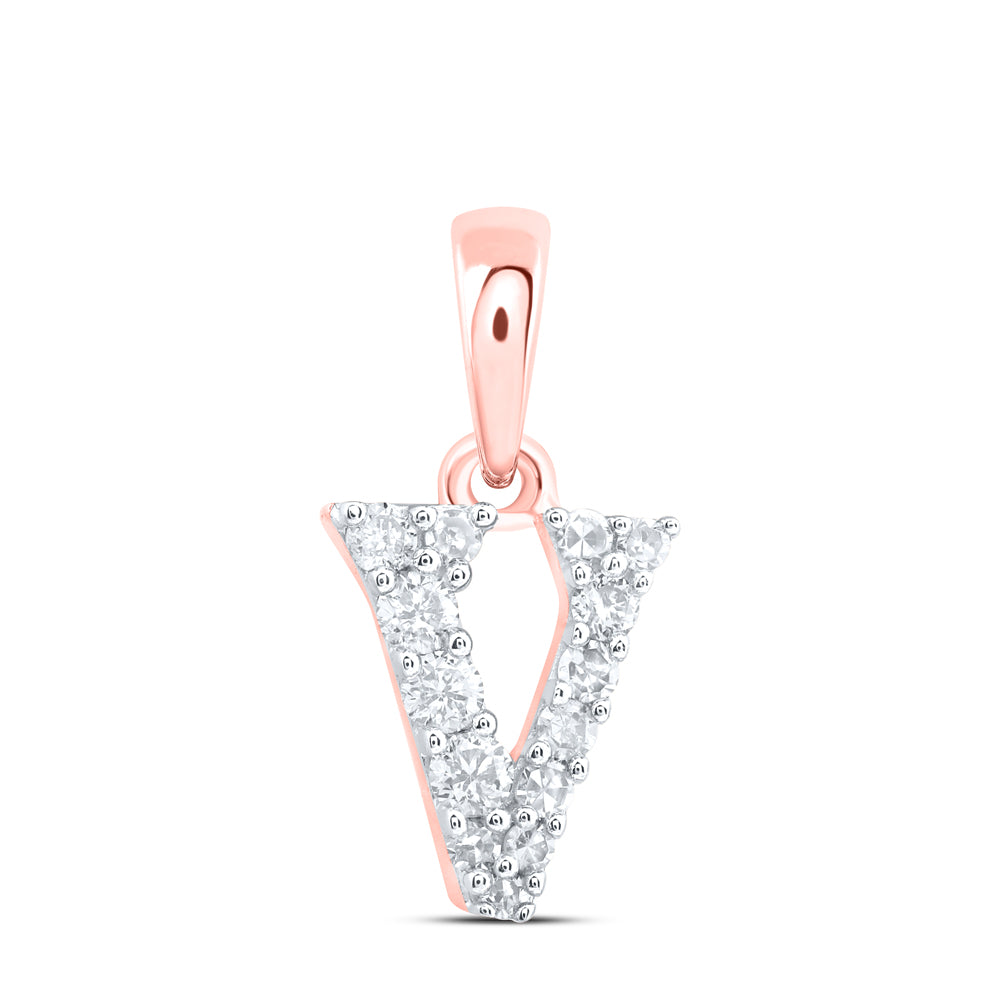 10kt Yellow Or White Or Rose Gold Natural Diamond Initial Pendant