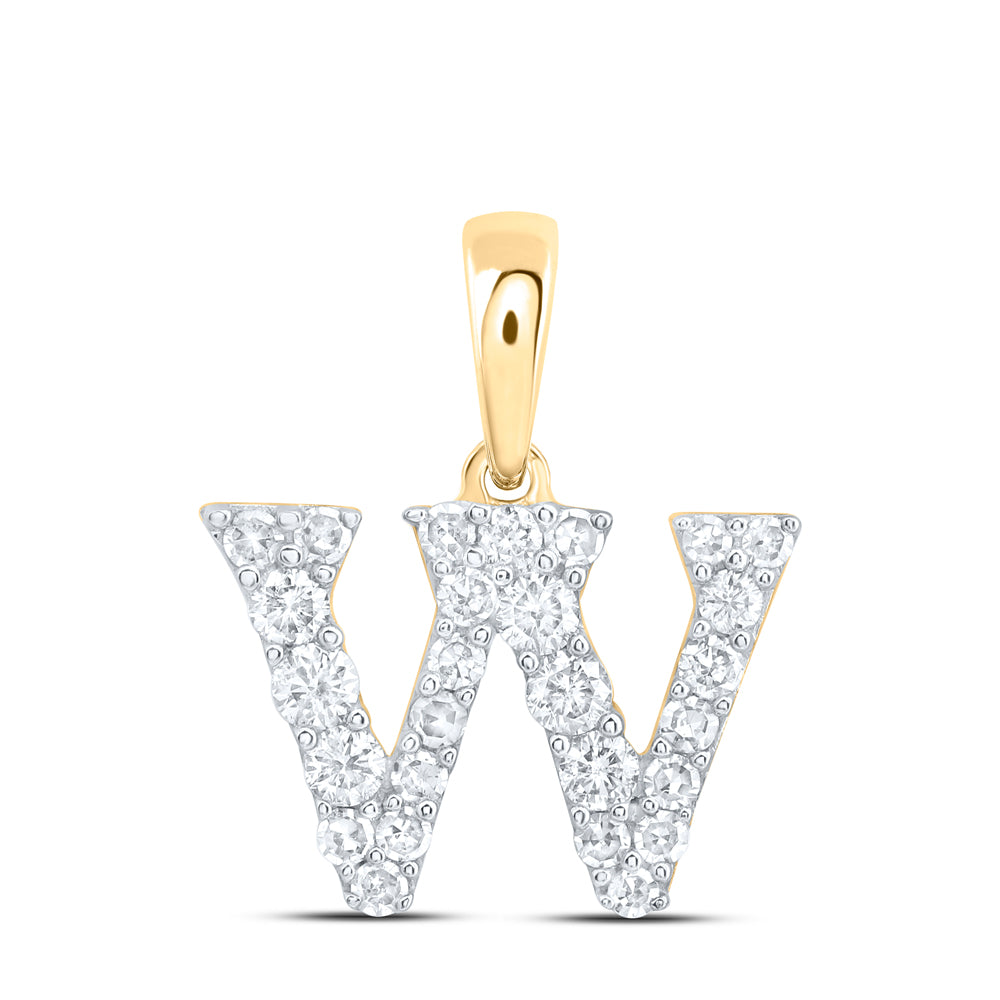 10kt Yellow Or White Or Rose Gold Natural Diamond Initial Pendant