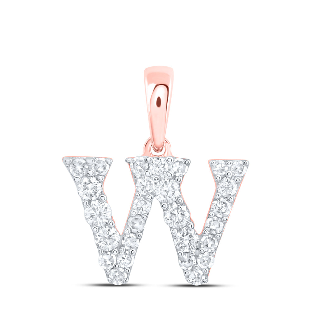 10kt Yellow Or White Or Rose Gold Natural Diamond Initial Pendant