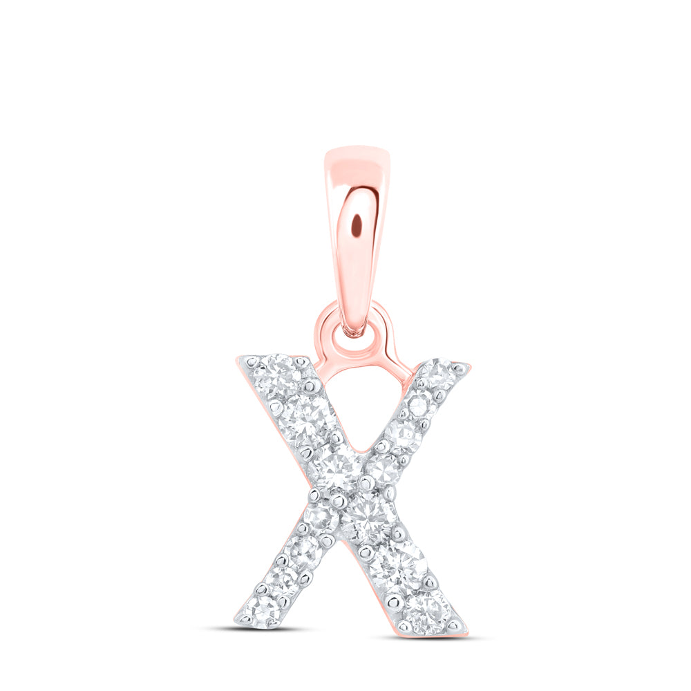 10kt Yellow Or White Or Rose Gold Natural Diamond Initial Pendant