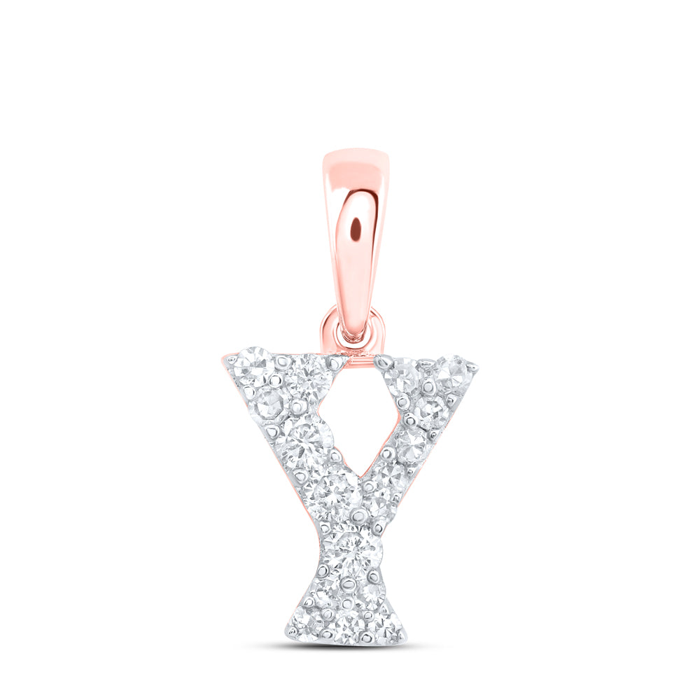 10kt Yellow Or White Or Rose Gold Natural Diamond Initial Pendant