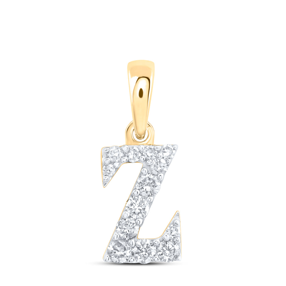 10kt Yellow Or White Or Rose Gold Natural Diamond Initial Pendant
