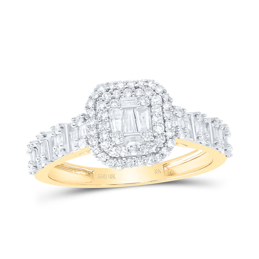 10kt Yellow Gold 5/8 Cttw Diamond Fashion Octagon Ladies Wedding Engagement Anniversary Ring, Women Size: 5-9