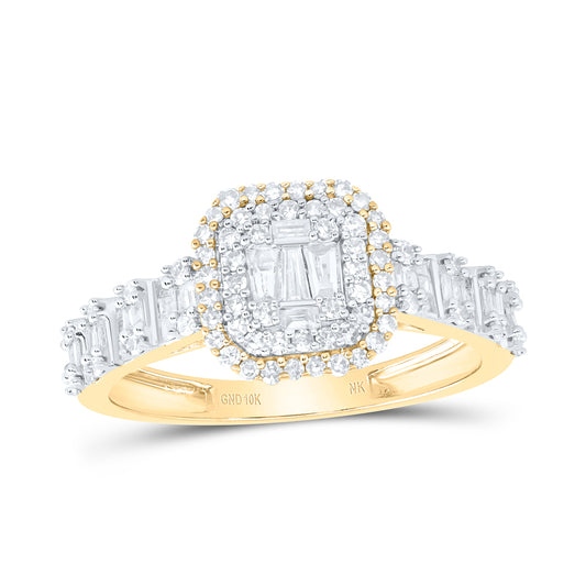 10kt Yellow Gold 5/8 Cttw Natural Diamond Fashion Octagon Ladies Wedding Engagement Anniversary Ring, Women Size: 5-9