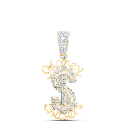 10kt Yellow Gold 7/8 Cttw Natural Diamond Dollar Money Chasers Mens Charm