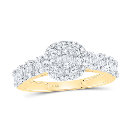 10kt Yellow Gold 1/2 Cttw Natural Diamond Fashion Cushion Ladies Wedding Engagement Anniversary Ring, Women Size: 5-9