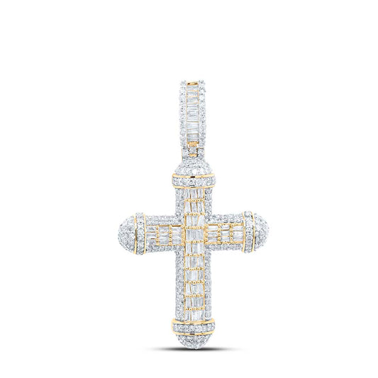 10kt Yellow Gold 1 1/2 Cttw Natural Diamond Cross Mens Charm