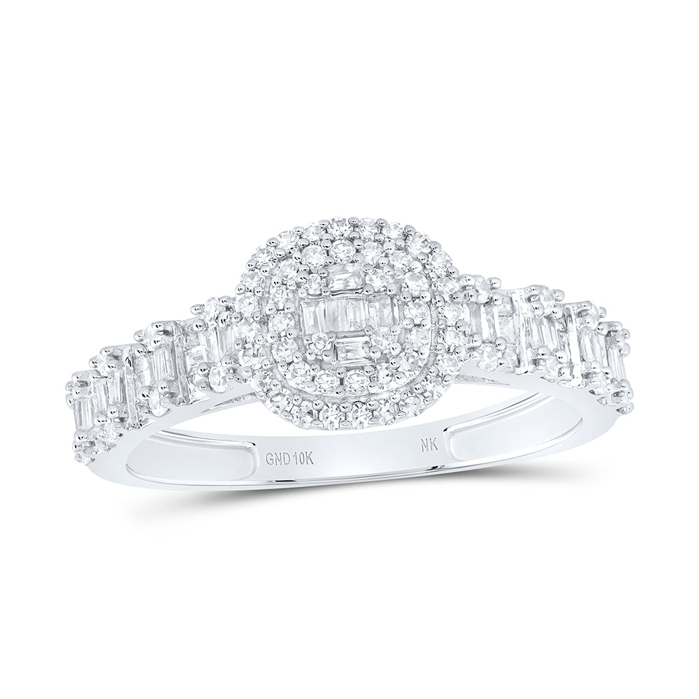 10kt White Gold 1/2 Cttw Natural Diamond Fashion Cushion Ladies Wedding Engagement Anniversary Ring, Women Size: 5-9