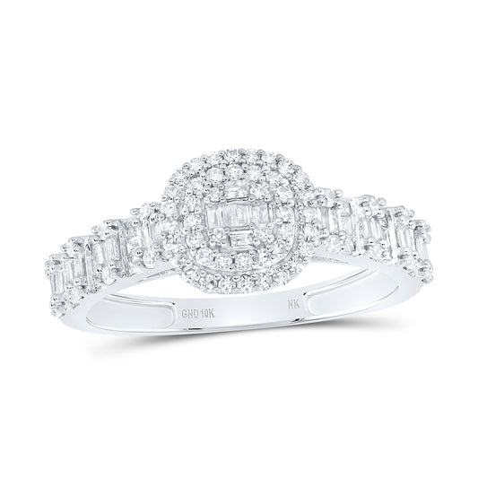 10kt White Gold 1/2 Cttw Natural Diamond Fashion Cushion Ladies Wedding Engagement Anniversary Ring, Women Size: 5-9