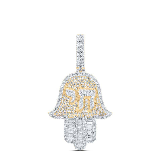 10kt Yellow Gold 2 3/8 Cttw Natural Diamond Hamza Mens Charm