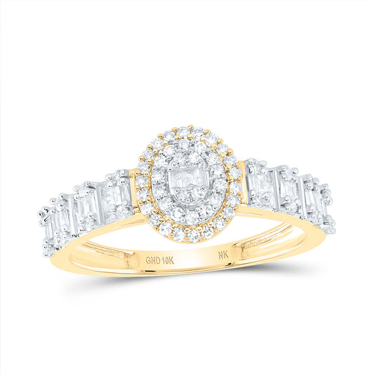 10kt Yellow Gold 1/2 Cttw Natural Diamond Fashion Oval Ladies Wedding Engagement Anniversary Ring, Women Size: 5-9