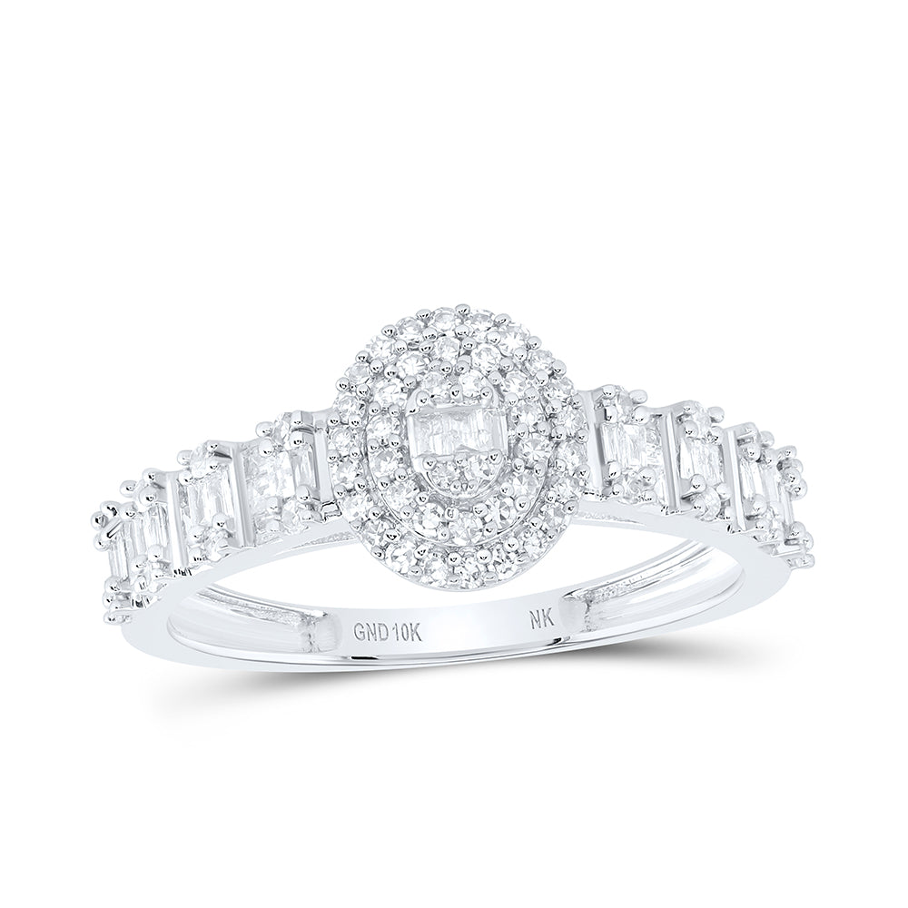 10kt White Gold 1/2 Cttw Natural Diamond Fashion Oval Ladies Wedding Engagement Anniversary Ring, Women Size: 5-9