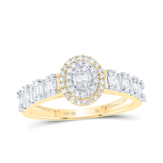 10kt Yellow Gold 1/2 Cttw Natural Diamond Fashion Oval Ladies Wedding Engagement Anniversary Ring, Women Size: 5-9