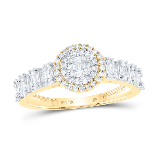 10kt Yellow Gold 1/2 Cttw Natural Diamond Fashion Round Ladies Wedding Engagement Anniversary Ring, Women Size: 5-9