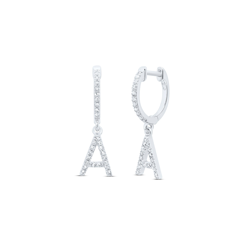 10kt Yellow Or White Gold Natural Diamond Initial Dangling Earring