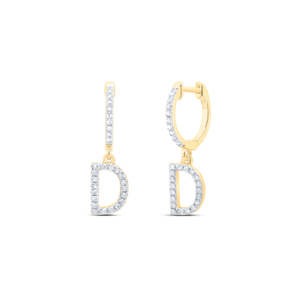 10K Yellow Gold Natural Diamond Nk Gift Initial Dangling Earring