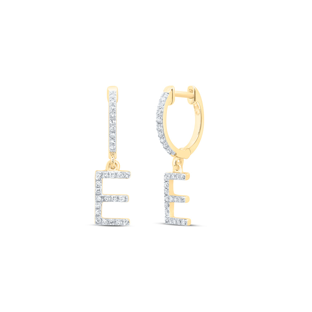 10kt Yellow Or White Gold Natural Diamond Initial Dangling Earring