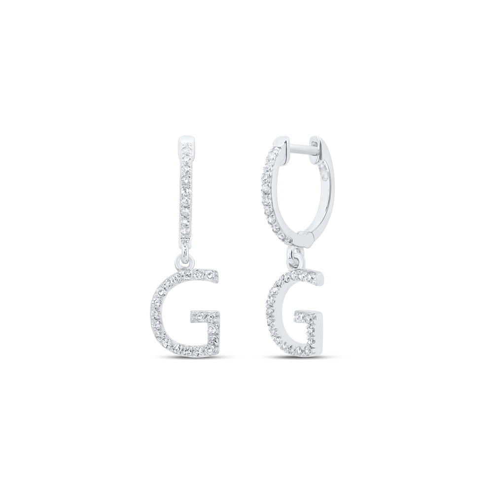 10kt Yellow Or White Gold Natural Diamond Initial Dangling Earring
