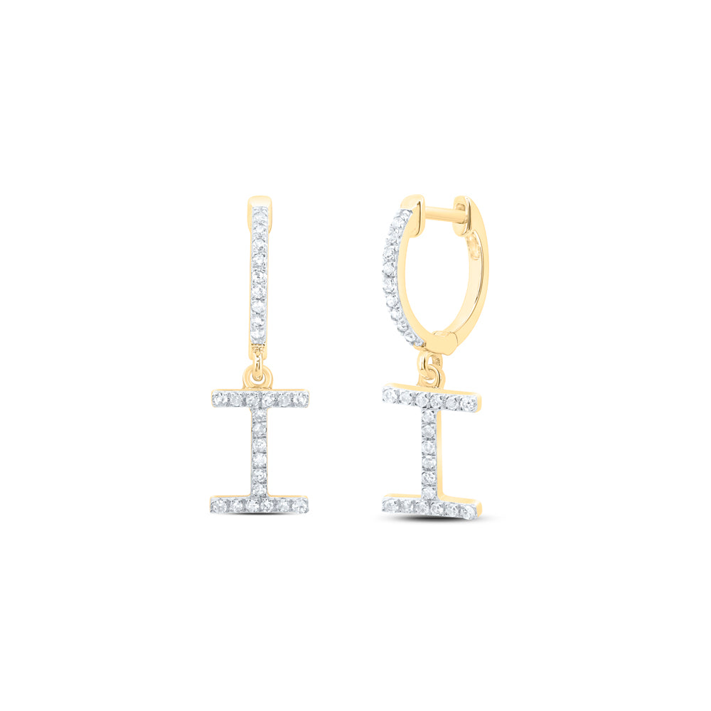 10K Yellow Gold Natural Diamond Nk Gift Initial Dangling Earring