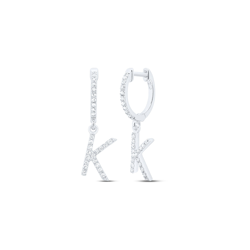 10K Yellow Or White Gold Natural Diamond Gift Initial Dangling Earring
