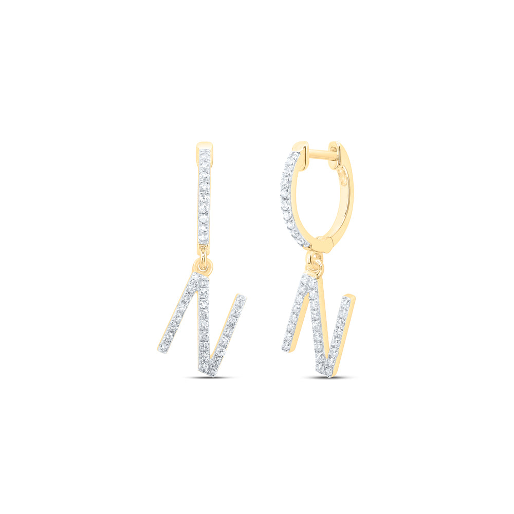 10kt Yellow Or White Gold Natural Diamond Initial Dangling Earring