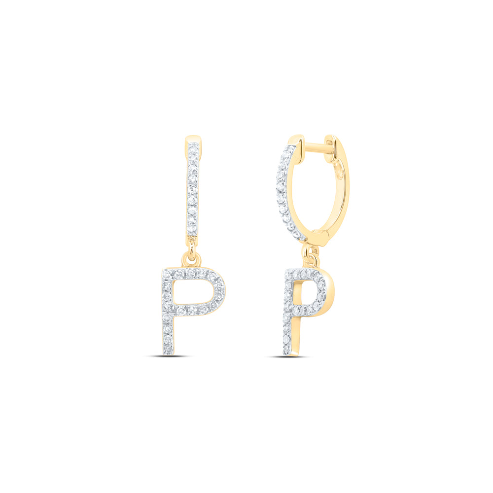 10kt Yellow Or White Gold Natural Diamond Initial Dangling Earring