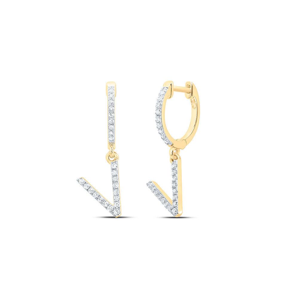 10K Yellow Or White Gold Natural Diamond Gift Initial Dangling Earring