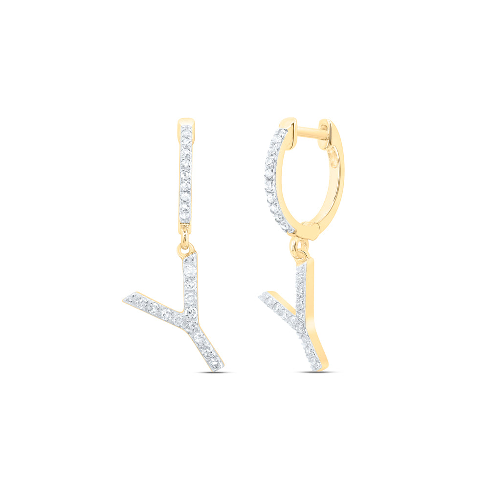 10kt Yellow Or White Gold Natural Diamond Initial Dangling Earring