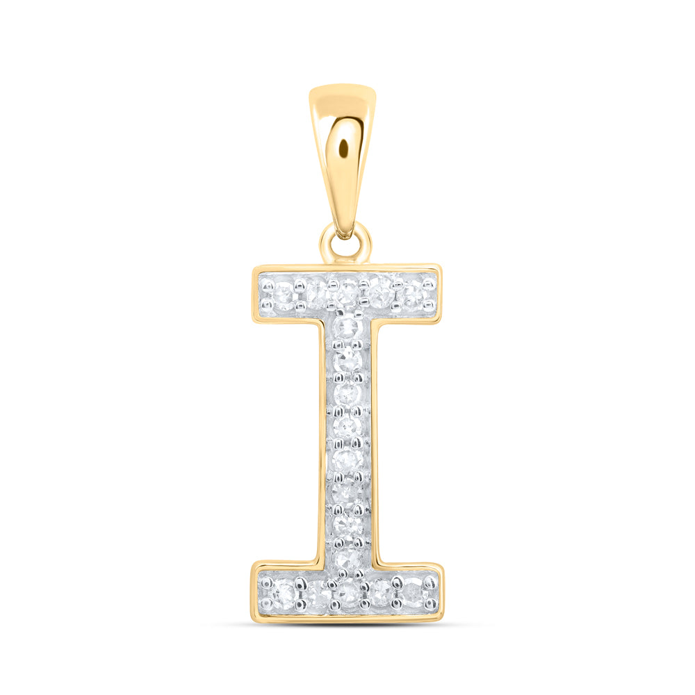 10K Yellow Gold Natural Diamond P1 Gift Initial Pendant