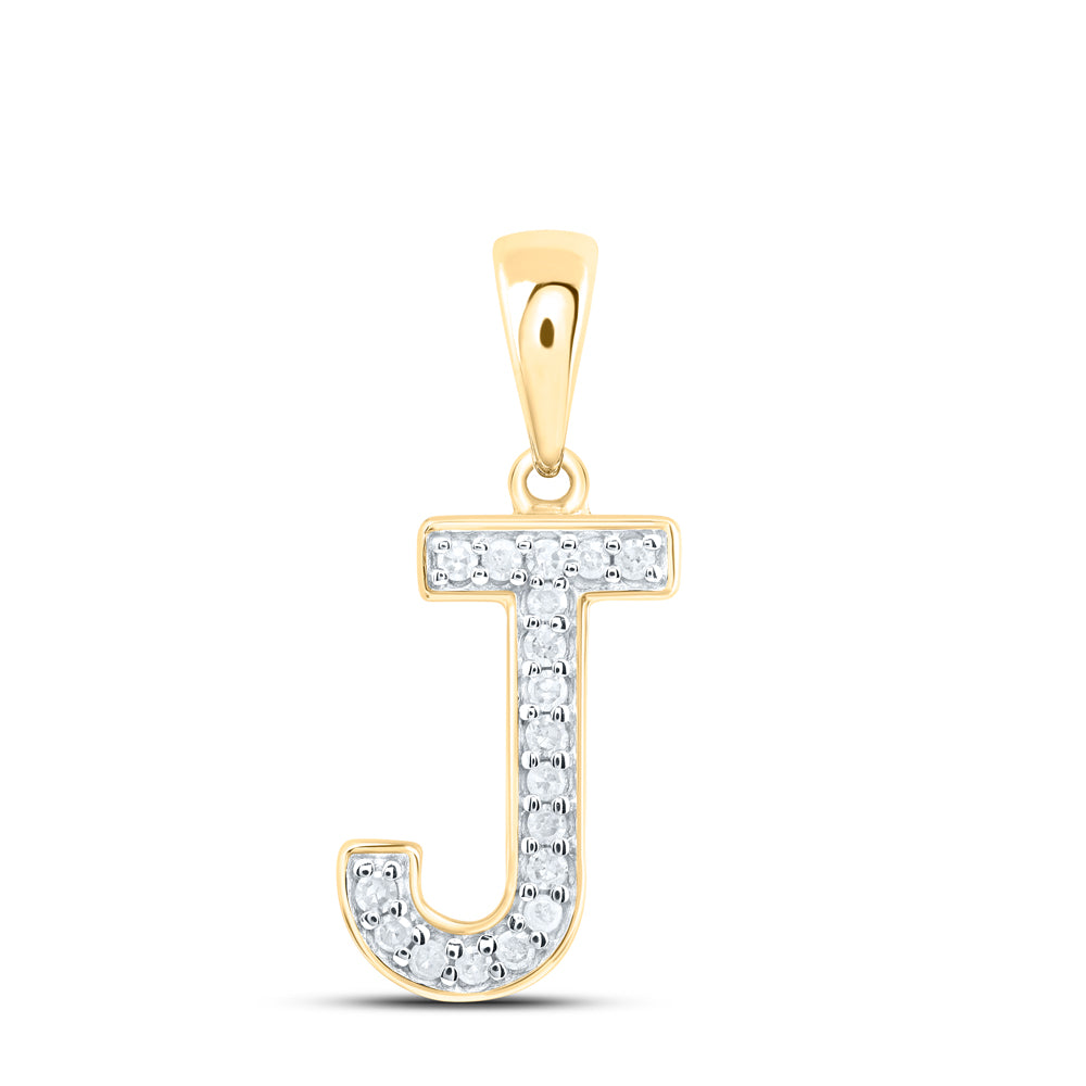 10kt Yellow Or White Gold Natural Diamond Initial Pendant