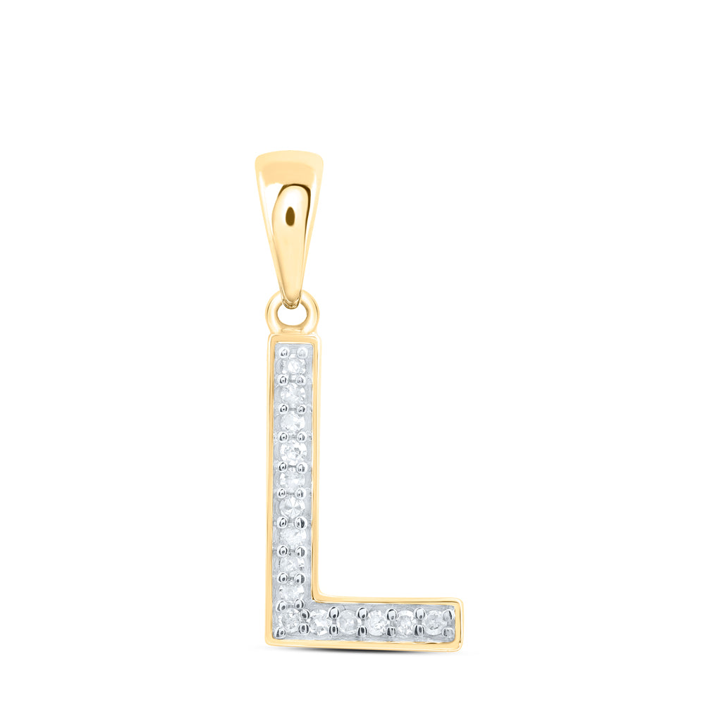 10K Yellow Gold Natural Diamond P1 Gift Initial Pendant