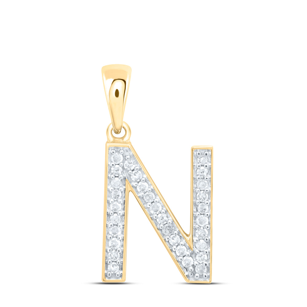 10K Yellow Gold Natural Diamond P1 Gift Initial Pendant