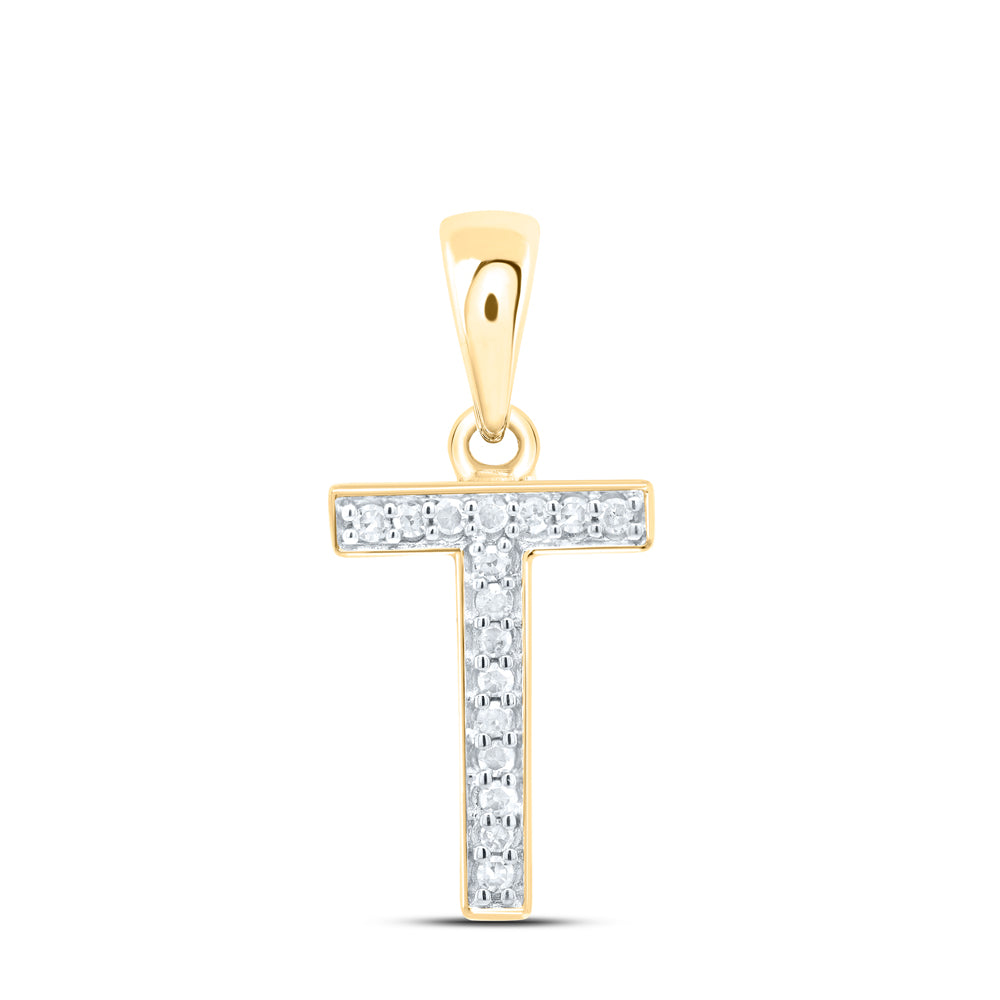 10K Yellow Gold Natural Diamond P1 Gift Initial Pendant
