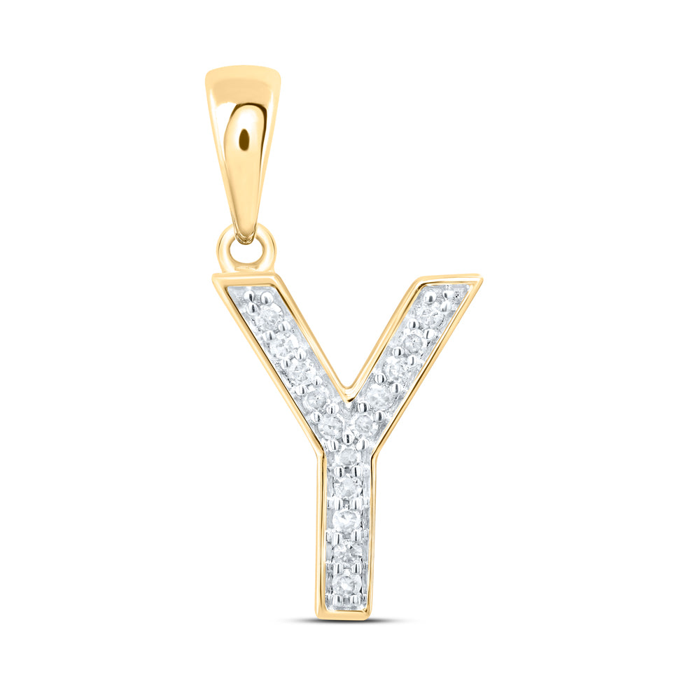 10K Yellow Gold Natural Diamond P1 Gift Initial Pendant
