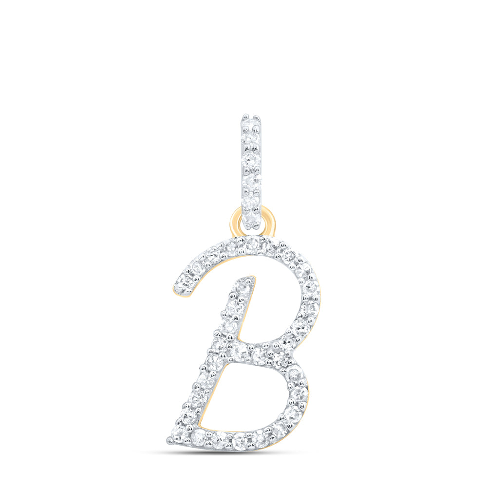 10kt Yellow Or White Gold Natural Diamond Initial Pendant