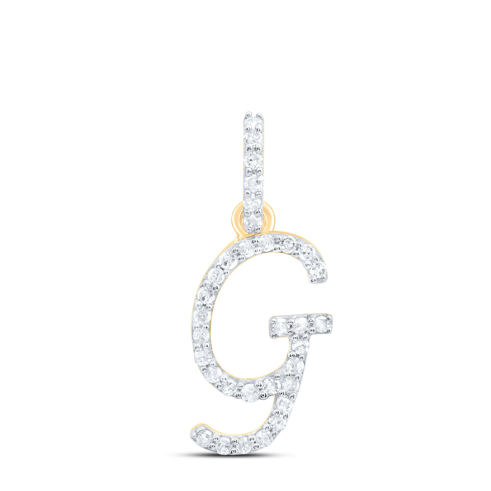 10kt Yellow Or White Gold Natural Diamond Initial Pendant