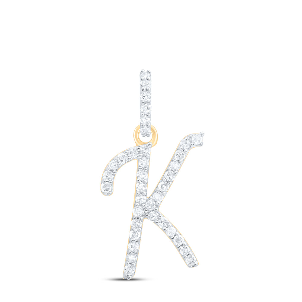 10kt Yellow Or White Gold Natural Diamond Initial Pendant